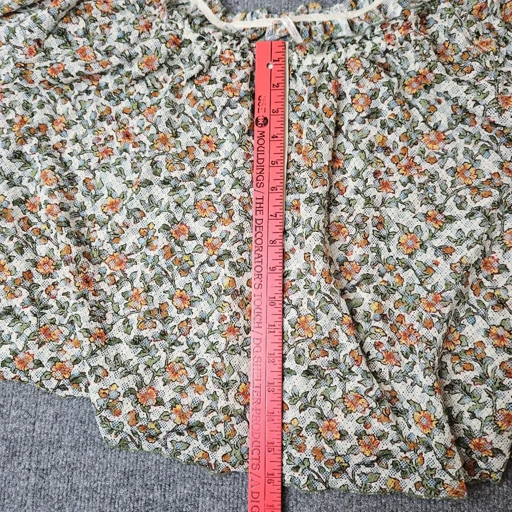 Free People Astra Peasant Top Size Small Floral Mesh Sheer Cottagecore Festival‎